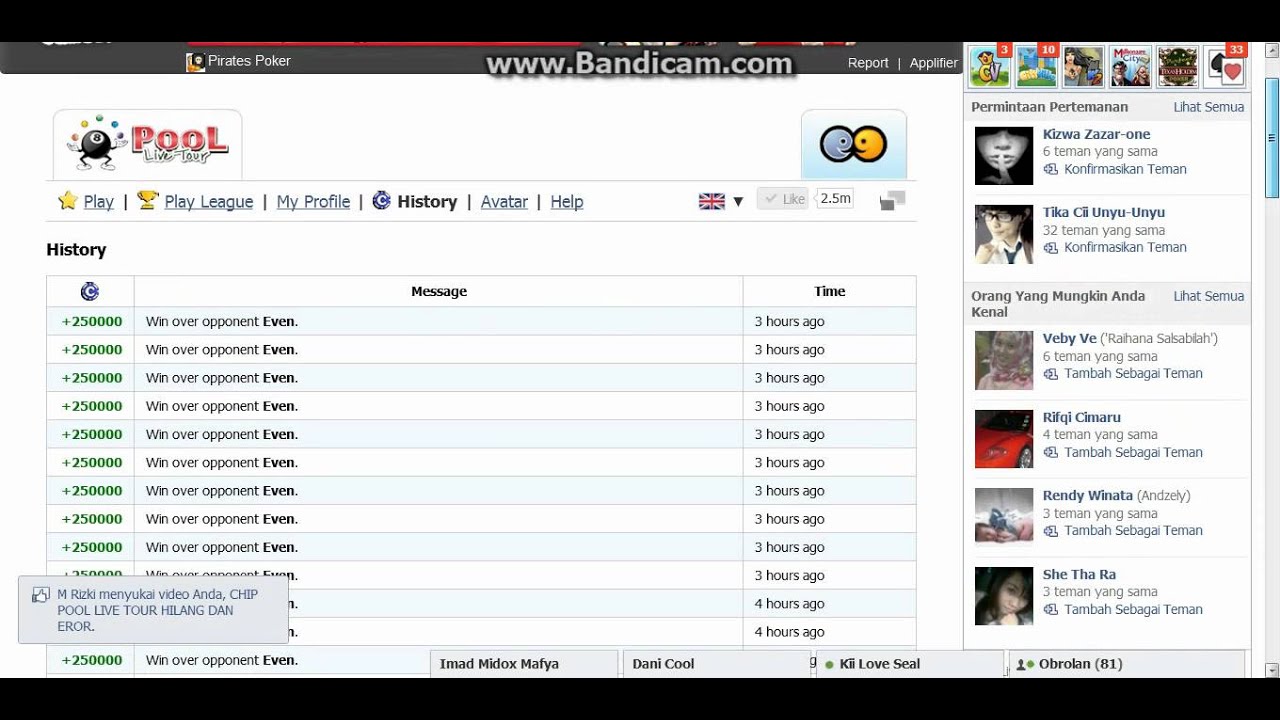CHIP POOL LIVE TOUR HILANG BEGITU SELESAI MENGIRIM SEBANYAK 4,25M.avi ...