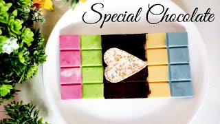 Colourful🌈 Heart Chocolate Bar🍫| Special Chocolate Recipe | Spicy Food Corner