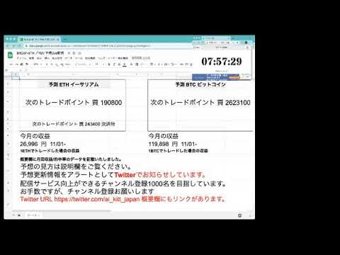 AI予想 ビットコイン・イーサリアムLive配信　2022・11・15