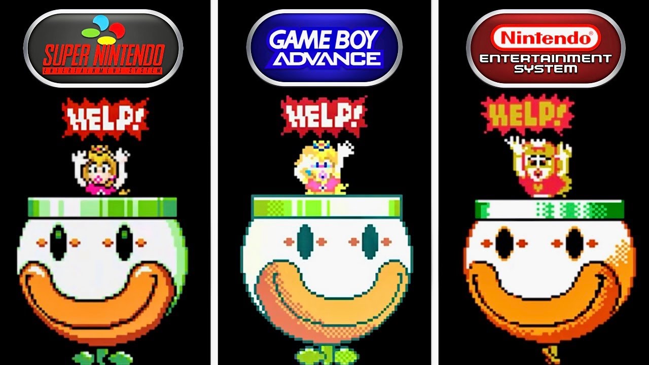 Evolution of Mario Rescuing Peach in Super Mario World - SNES vs GBA vs NES