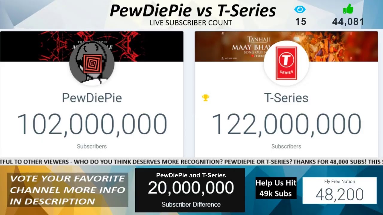 PewDiePie VS T-Series LIVE SUB COUNT - YouTube
