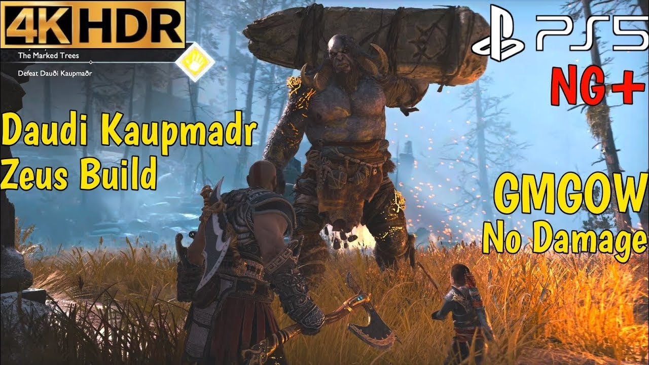 God of War NG+ PS5 ZEUS BUILD GMGOW Daudi Kaupmadr No Damage Boss