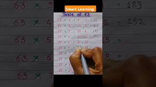 Table of 63#table #mathstricks #easymaths #shortfeed @SmartLearning-bf3ep