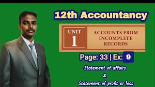 12th Accountancy | Incomplete Records Exercise 9 Explained in Tamil | Easy Method
