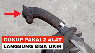 Just use 2 tools to carve a bird's head machete handle