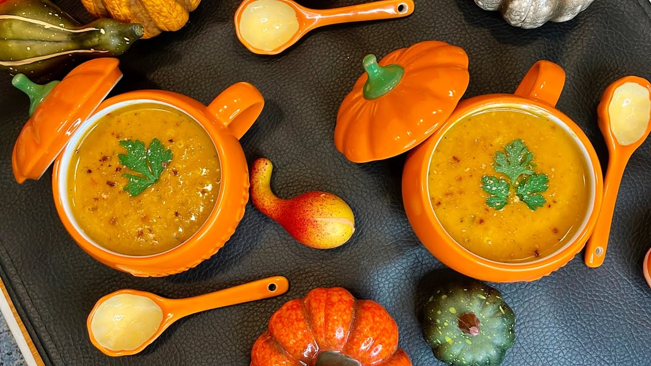 Velouté de courge butternut rôtie au four حساء القرع