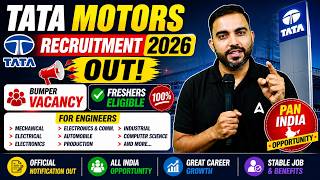 TATA MOTORS Recruitment 2026 | Engineers | Bumper Vacancy | Freshers Eligible | Pan India