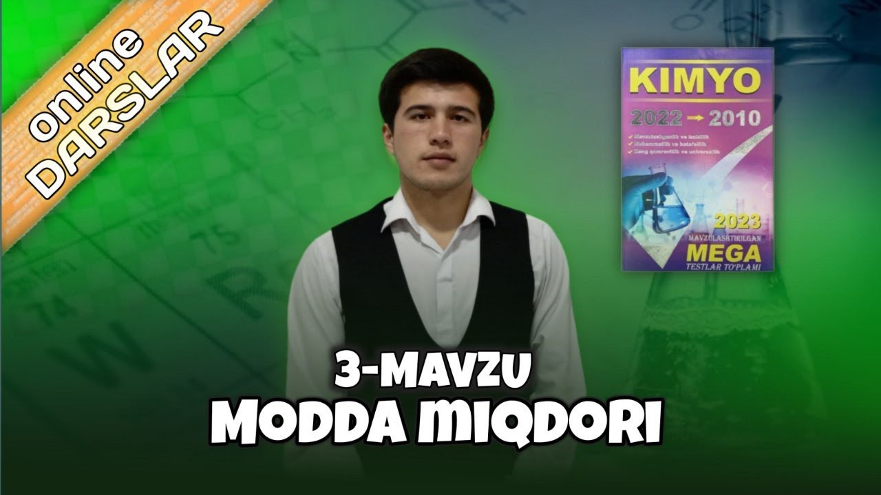 Modda miqdori.Mol.Nisbiy malekulyar massa.Hajm.Malyar hajm.Mega 2010-2022 yechimlari.