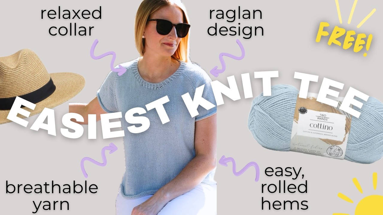 Free Beginner Knit T-Shirt Pattern | The Easy Roll Tee - YouTube