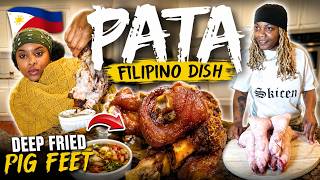 Trying A Filipino Dish PATA with Crispy Fried Pig Feet (HILARIOUS DEEP FRYING VLOG)