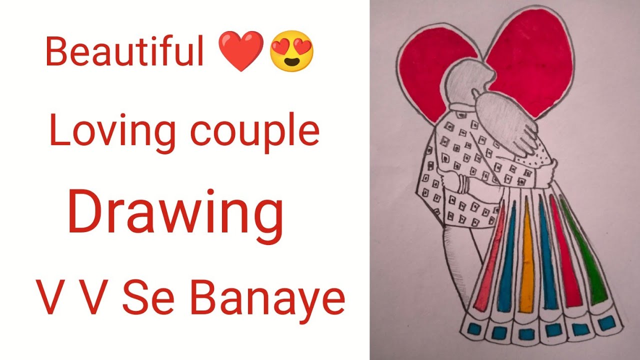 Lovely Couple Drawing using letter V V ll💞🫶💞 #coupleart#drawing #ytubevideo #raviart 
