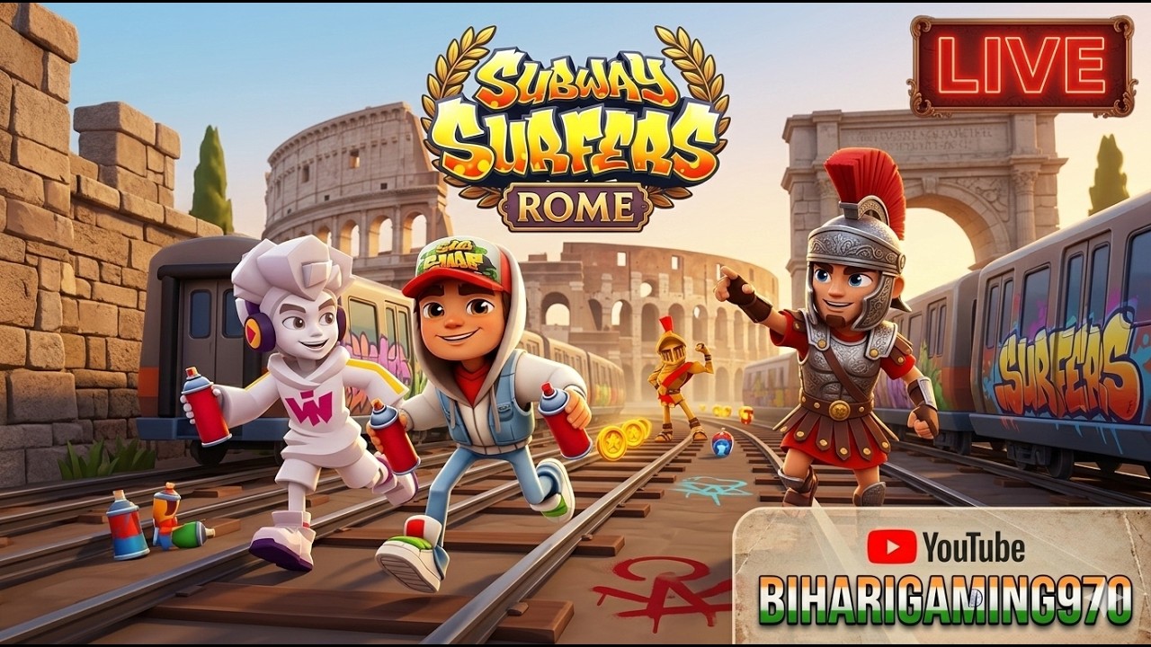 Subway Surfers Rome 2026 LIVE Stream 🔴 Crazy Run Gameplay | BIHARIGAMING970