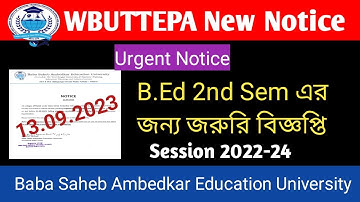 B.Ed 2nd Sem (Session 2022-24) Urgent Notice//WBUTTEPA New Notice