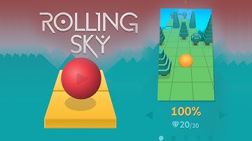 ROLLING SKY - Level 3 Complete 100% ALL GEMS Gameplay