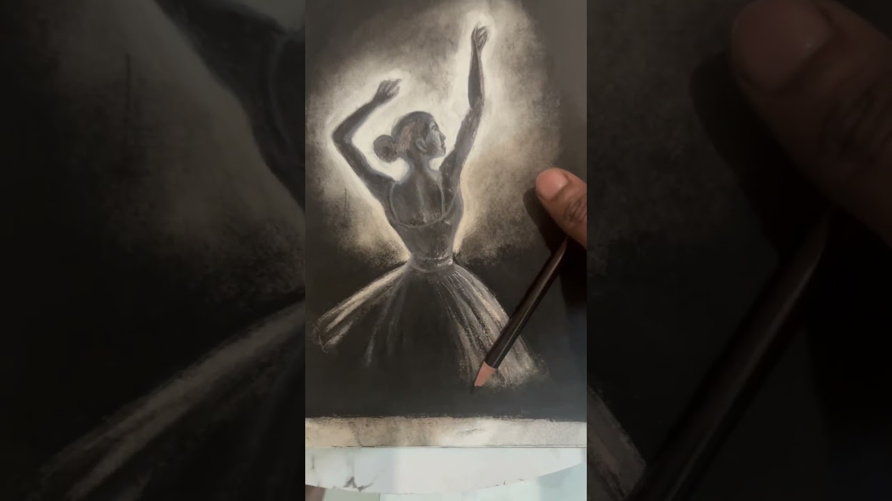 Stunning Charcoal Ballerina Drawing ✨ | Dramatic Light & Shadow Art 