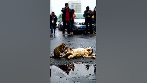 Baby Monkey is Crying for Her Mother Died in accident #sad #sadstatus #sadstory #pooranimal