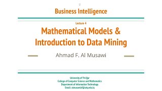 Introduction to Data Mining, Business Intelligence, Lect. 4 (Arabic) Net Worth