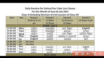 10th Class Routine OSEPA