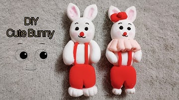 How to diy clay rabbit || Easy polymer clay|| Easy Clay art for kids || Cute Clay Rabbit / Bunny 