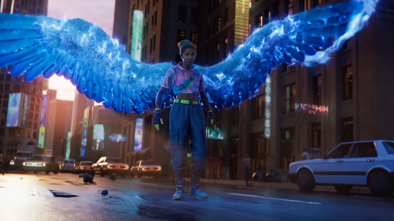 A delivery girl gets chased by robot fights a god and ends up in a video game race with a giant dude