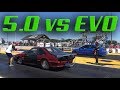 9 Second BATTLE! - (EVO vs Mustang)