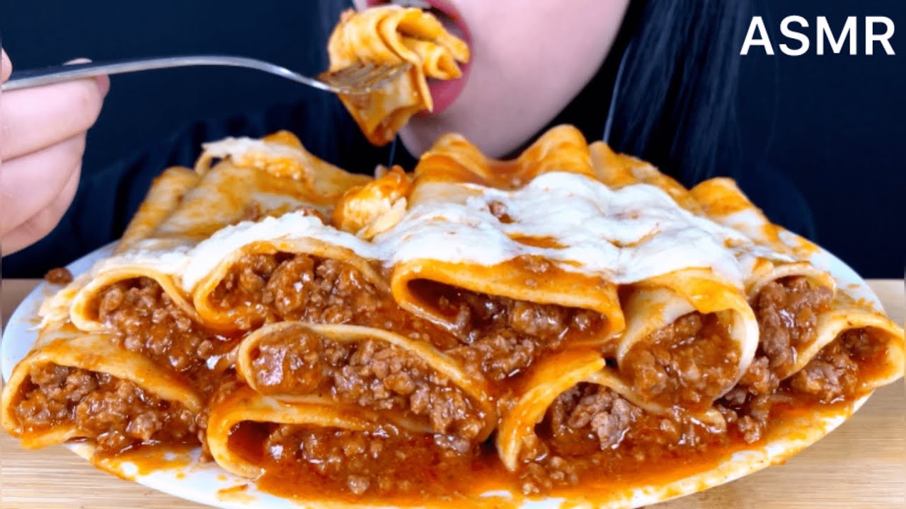 ASMR Cheesy Cannelloni Pasta  |  MUKBANG (Eating Sounds)