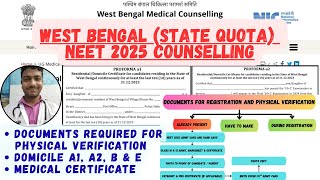 West Bengal State Counselling Updates | Documents for Verification | NEET UG 2025 #neetcounselling 