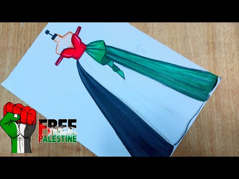 رسم فستان سهل عن فلسطين رسم فستان تعبيري عن فلسطين رسم علم فلسطين رسم فلسطين رسم فساتين