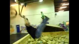 My first Backflip attempt into a foam pit on my BMX  = FAIL