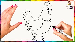 Como Desenhar Uma Galinha Passo A Passo  Desenhar Frango Facilmente