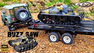 RC MINI TANK TOWED BY TRX-4 DEFENDER *FTX BUZZSAW* 1/12 SCALE