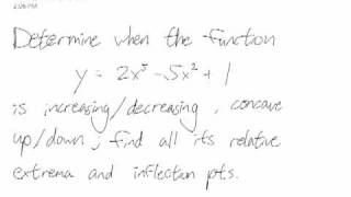 Intervals of Increasing/Decreasing and Concavity Part 3