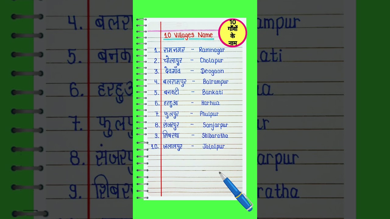 10 Village Name in Hindi and English | Village name | 10 Gaon ke naam | Gaon ke naam | गांवों के नाम