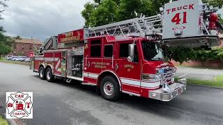 *Enfield, CT Truck 41 & Engine 21* responding & on scene of an AFA with the duty officer 07/04/21