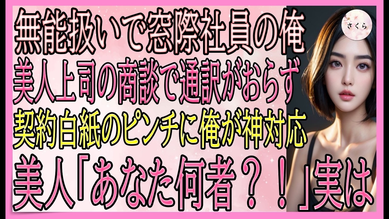 【感動する話】多言語話せるが無能と呼ばれ窓際社員の俺。ある日、他部署の美人上司の商談が多言語対応なのに通訳がおらず契約白紙のピンチに俺が神対応すると、衝撃の展開にｗ【いい話・朗読・泣ける話】