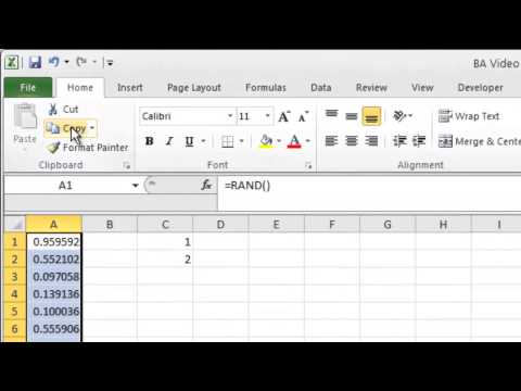 Random Numbers and Simple Random Sampling Excel