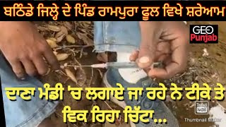 ⁣ਬਠਿੰਡੇ ਜਿਲ੍ਹੇ ਦੇ ਪਿੰਡ ਰਾਮਪੁਰਾ ਫੂਲ ਵਿਖੇ ਸ਼ਰੇਆਮ ਦਾਣਾ ਮੰਡੀ \'ਚ ਲਗਾਏ ਜਾ ਰਹੇ ਨੇ ਟੀਕੇ ਤੇ ਵਿਕ ਰਿਹਾ ਚਿੱਟਾ...