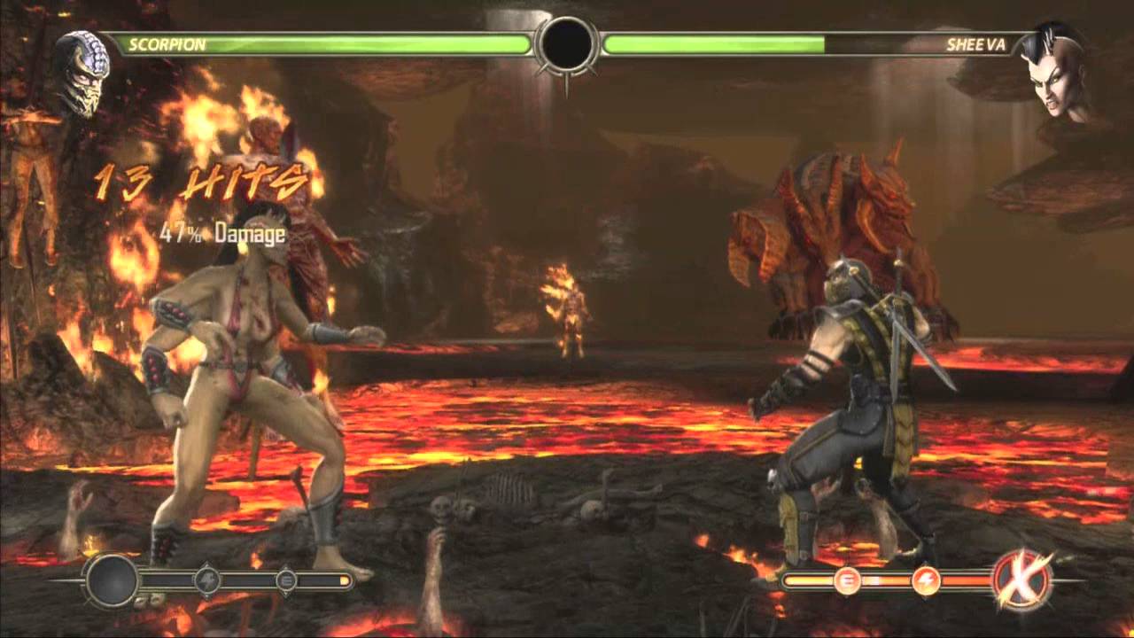 MK9-Scorpion 47% no meter & 54% X-Ray Wall Combos