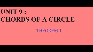 GRADE 10(FBISE)|UNIT 9|CHORDS OF A CIRCLE|THEOREM-1