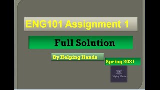 Eng101 assignment 1 solution spring 2021 ||By Helping Hands