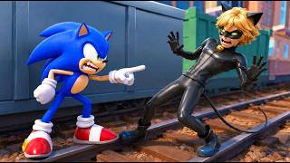 Sonic VS Cat Noir, 𝗪𝗛𝗢 𝗜𝗦 𝗙𝗔𝗦𝗧𝗘𝗥❓Miraculous Ladybug Subway Run Game VS Sonic Subway Surfers Mod screenshot 1