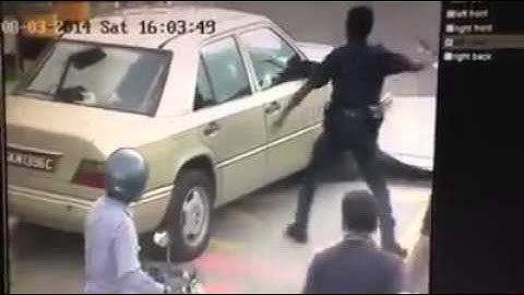 8mar2014 cctv footage of ica singapore woodland check point breached  by mercedes