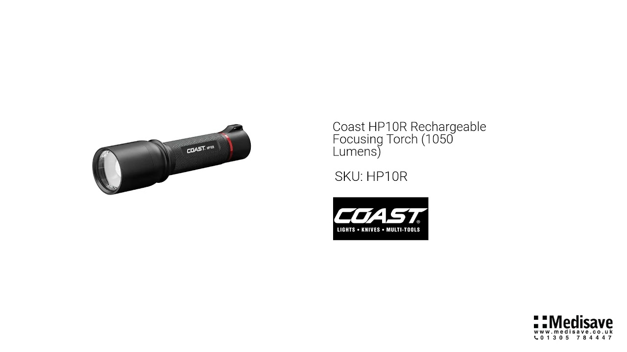 coast hp10r rechargeable flashlight HP7R 300 Lumen LED with Slide Focus, Black Output and runtimes will be a bit lower and shorter Lampe torche rechargeable HP10R -