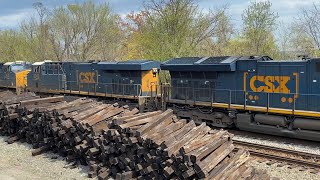 CSX empty coal train with five engines rolls through Arlington, Va on 04:06:23