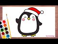 How to Draw a Christmas Penguin Step-by-Step