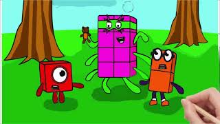 Numberblocks Coloring Pages: Can NB 1 and 2 Save The Teddy Bear / How to Color Numberblocks 1 and 2