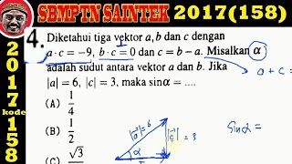 SBMPTN 2017,saintek, pembahasan, matamatika ipa, no 04, sudut antara dua vektor
