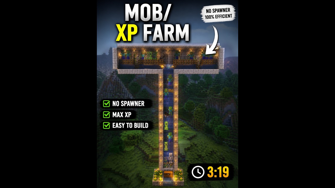 Best NO SPAWNER Mob XP Farm in Minecraft (Easy & Efficient) - YouTube