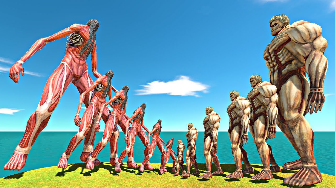Growing Eren Titan vs Growing Armored Titan - Animal Revolt Battle Simulator