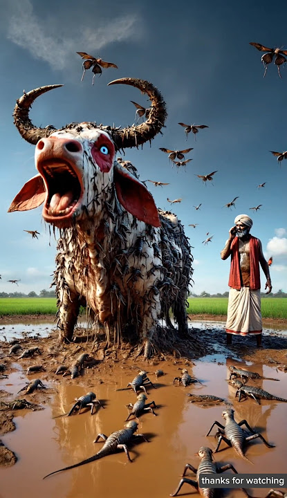 The cow covered in millions of lizards 😭 the farmer was frightened , #ai #rescue #trending #cow